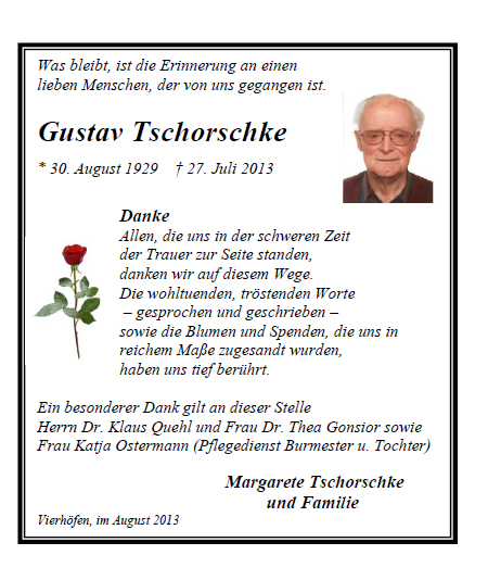 Tschorschke Gustav Trauerdank