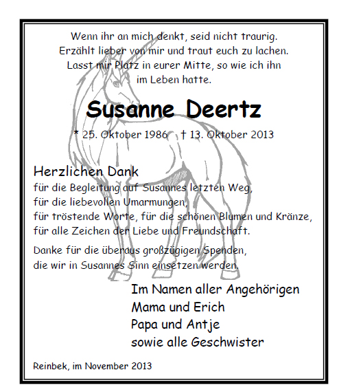 Deertz Susanne Trauerdankanzeige
