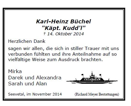 Büchel Karl-Heinz Trauerdank