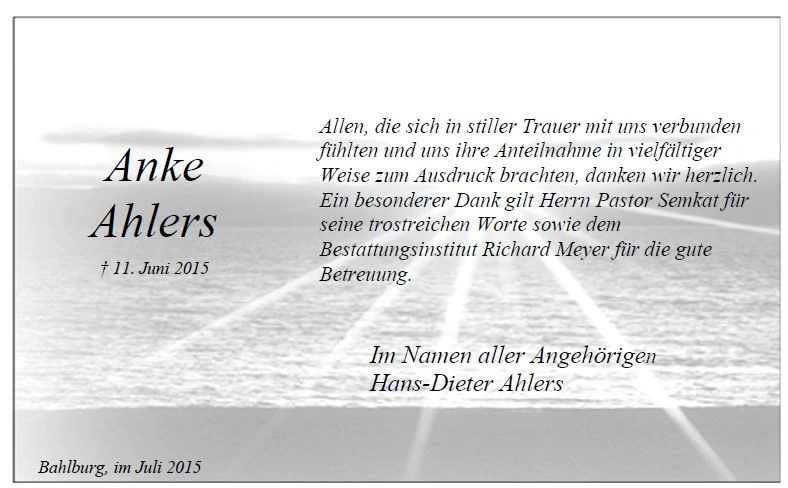 Ahlers Anke Trauerdank
