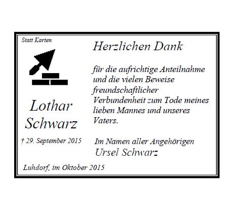 Schwarz Lothar Trauerdank
