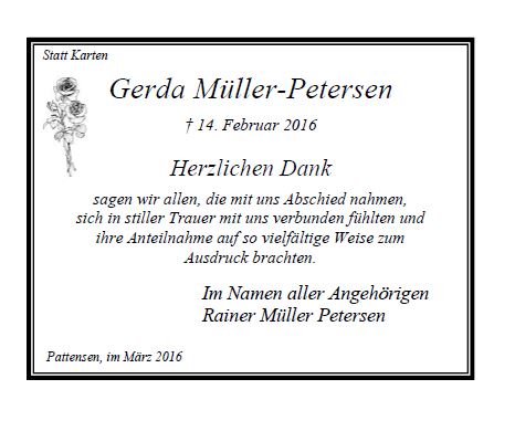 Müller-Petersen Gerda Trauerdank