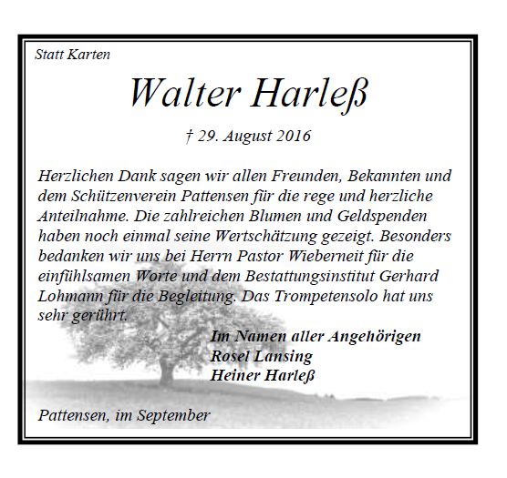 Harleß Walter Trauerdank